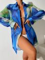 SHEIN Swim Vcay Women'S Tie Dye Kimono Jacket