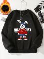 Tween Boy Rabbit & Letter Graphic Thermal Lined Pullover