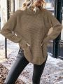SHEIN LUNE Solid Color Turtleneck Sweater With Irregular Hem