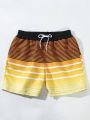 Men's Striped Drawstring Shorts Beach Pants