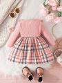 Baby Ruffle Edge Checkered Dress