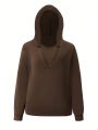 SHEIN LUNE Plus Size Solid Color Long Sleeve Hoodie