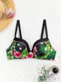 SHEIN Swim Vcay Tropical Print Underwire Bikini Top