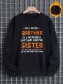 Men'S Plus Size Slogan Print Round Neck Sweatshirt