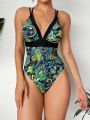 Women's One-Piece Swimsuit With Paisley Print And Spaghetti Straps