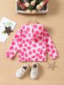 SHEIN Baby Girls' Casual Lovely Flower Pattern Long Sleeve Hooded Jacket