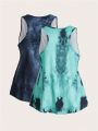 SHEIN Street Sport Plus Size Women's Tie Dye Fitness Tank Top