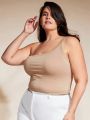 SHEIN BASICS Plus Size Women'S One Shoulder Solid Color Top