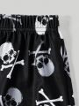 ROMWE Goth Women's Plus Size Skull Printed Cami Top & Long Homewear Set For Home
