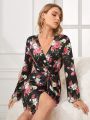 Women's Floral Printed Short Kimono Robe