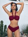 SHEIN Leisure Halter Push Up Bikini Swimsuit