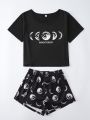 Moon & Letter Graphic PJ Set