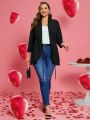 EMERY ROSE Plus Size Solid Color Drawstring Waist Jacket