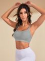 Yoga Basic Solid Ribbed Knit Sports Tank Top