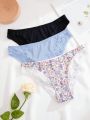 3pcs Women'S Lace Trimmed Triangle Panties