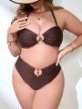 SHEIN Swim Chicsea Plus Size Bikini Set With Circular Decorations