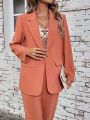 SHEIN LUNE Women's Pure Color Button Decoration Stylish Blazer