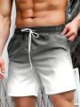 Manfinity Men Ombre Drawstring Waist Swim Trunks