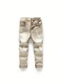 Young Boys' New Casual Fashion Vintage Water Wash Ripped Skinny Jeans