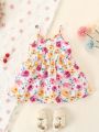 Baby Girl Cute Floral Print Spaghetti Straps Dress