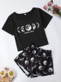 Moon & Letter Graphic PJ Set