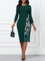 SHEIN Lady Zebra Print Long Sleeve Dress