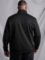 Manfinity Homme Men's Plus-size Half-zip Sweatshirt With Contrast Edge