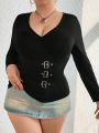 Women's Plus Size Metallic Buckle T-shirt