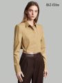 SHEIN BIZwear Ladies Solid Color Cropped Long Sleeve Shirt