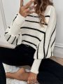 SHEIN LUNE Striped Pattern Batwing Sleeve Sweater