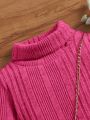 SHEIN Kids EVRYDAY Young Girl Turtle Neck Ribbed Knit Dress