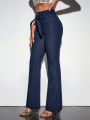 Women's High Waist Flared Jeans With Belt