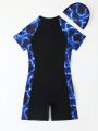 Tween Boy Swimwear For Older Children With Random Matching Hat/Print