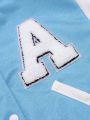 Girls' Velvet Letter Print Baseball Jacket And Leggings Set