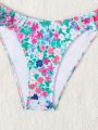 SHEIN Swim Mod Random Floral Print Swimwear Set With Swim Top Featuring Ruffled Sleeves