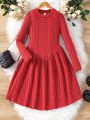Girls' Ribbed Knit Long Sleeve Sweater Dress