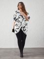 SHEIN Plus Graphic Print Cross Wrap Front Tee