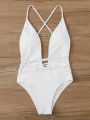 SHEIN Swim SXY Criss Cross One Piece Swimsuit