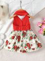 Infant Girls' Sleeveless Floral Patchwork Collared Dress