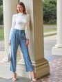 Anewsta Women'S Blue Trousers With Pockets