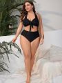 SHEIN Swim Classy Plus Size Solid Color Swimsuit Set