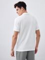 Manfinity Homme Men's Solid Color Knitted Casual Short Sleeve Polo Shirt