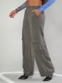 LARAMEE Flap Pocket Side Drawstring Waist Cargo Pants