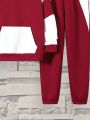 SHEIN Kids SPRTY Tween Boy Two Tone Raglan Sleeve Hoodie & Sweatpants