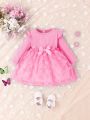 Girls' Baby Elegant Casual Stretch Knit Mesh Dress