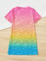 SHEIN Kids QTFun Girls Unicorn Print Tee Dress