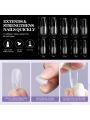 Saviland Nail Tips and Glue Gel Kit - Gel X Nail Kit 30g Solid Glue Gel 500pcs Coffin Nails Tips with All-In-One Nail Glue Gel, Mini Lamp for Gel nails, DIY Nail Art Tools Gel Nail Extension Kit