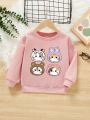 Young Girl Cartoon Graphic Drop Shoulder Sweatshirt