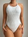 SHEIN Swim Vcay Women's Suspender Hem Lace-up One-piece Swimsuit