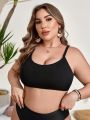 SHEIN Swim Basics Plus Size Women'S Solid Color Swimwear Top